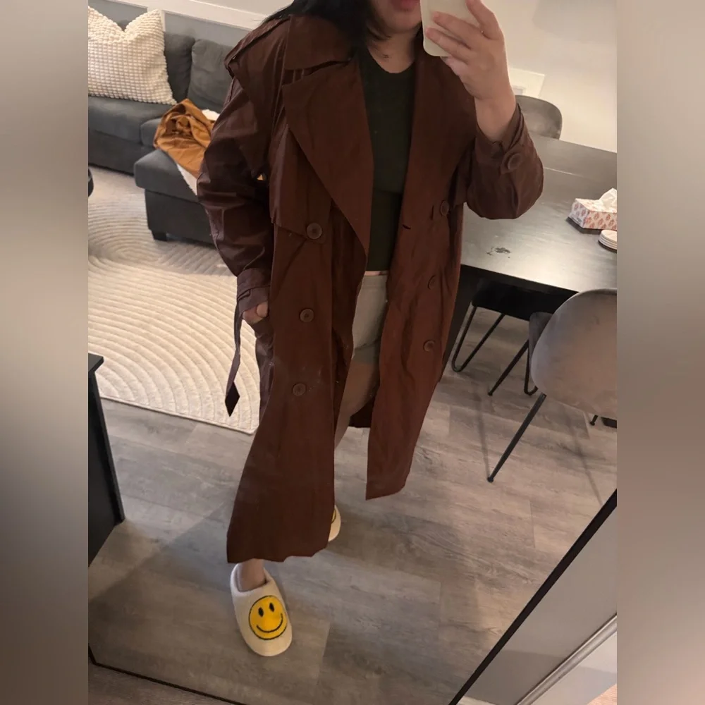 Zara Waterproof Brown Oversized Trench Coat - Picture 1 of 11